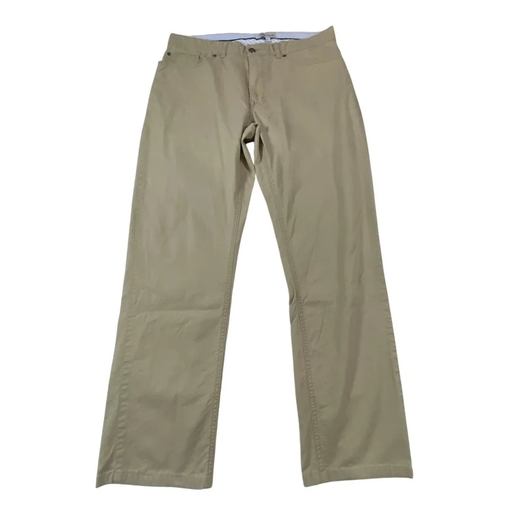 Peter Millar Mens 36x29 Khaki 5 Pocket Twill Pants‎ Straight Leg Tan Cotton Peru